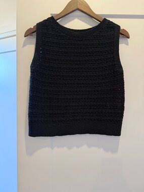 Banana Republic Black Open-Knit Sleeveless Sweater Shell